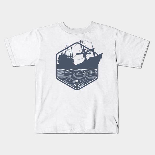 Fishing boat Kids T-Shirt by flasix